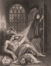 Víctor Frankenstein disgustado con su creación