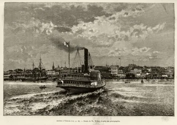 Llegada a Victoria, Canadá. Ilustración de la historia “Le Transcanadien et l