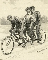 Bicicleta para tres personas, llamada bicicleta tándem