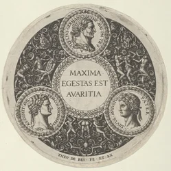 Diseño para un Plato con Retratos de los Emperadores Romanos Vitelio, Domiciano y Augusto, ca. 1588