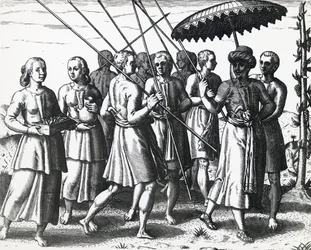 Habitantes de Sumatra, por Theodor de Bry, grabado