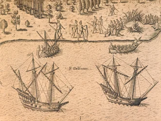 La llegada de los barcos franceses a Florida