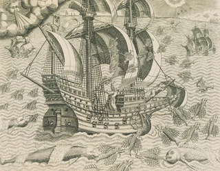 Pez alado de los mares de las Indias, Ilustración de Historia Americana
