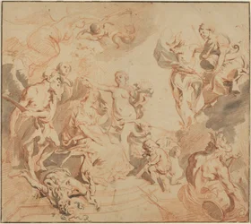 Amberes Bendita con la abundancia, c.1648 (tiza roja sobre papel)