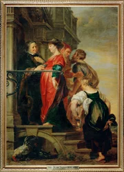 La Visitación - Santa María visita a Santa Isabel (pintura sobre lienzo)