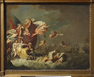 Alegoría de la Victoria de Chesme (o Tchesme o Chesma, Turquía). (batalla naval del 5 al 7 de julio de 1770, episodio de la guerra ruso-turca