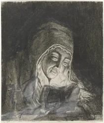 Mujer leyendo a la luz de las velas