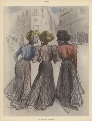 Tres mujeres caminando por la calle
