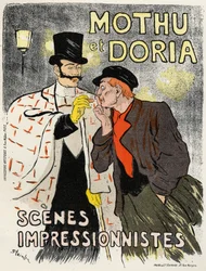 Arte. Entretenimiento. Los cantantes Mothu y Doria. Póster de Steinlen, Francia
