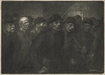 Trabajadores saliendo de la fábrica