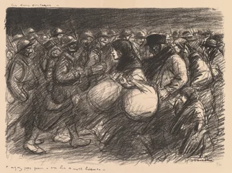 Bocetos de guerra: Las dos procesiones (Sketches de guerre: Les deux cortèges - "Ayez pas peur - on les a - et bien!")