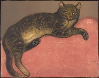 Invierno: Gato sobre un cojín
