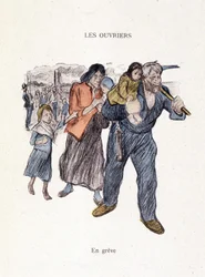 Trabajadores: en huelga en "Dans la vie", por Steinlen 1901