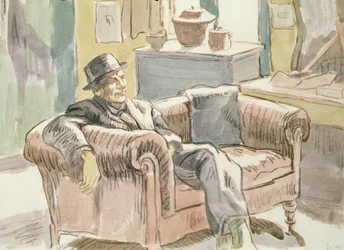 Walter Sickert sentado en un sofá, c.1927