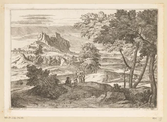 Paisaje arcádico con figuras y conejos. Suite de Paysages (título de la serie)