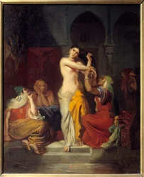 Mujer morisca saliendo del baño. Pintura de Theodore Chasseriau (1819-1856) 1854 Estrasburgo, Museo de Bellas Artes