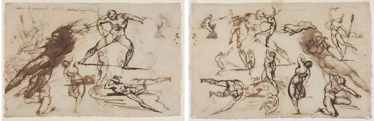 Géricault - Hoja de bocetos (anverso) Hoja de bocetos (reverso), 1819