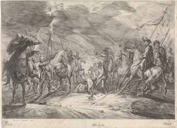 Escena del campo de batalla Combate de caballería (título de la serie)