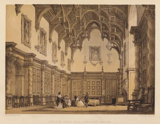 Burleigh Great Hall, Northamptonshire (aguatinta)
