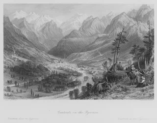 Cauterets, en los Pirineos (grabado)