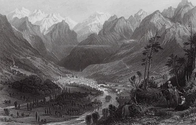 Cauterets, en los Pirineos (grabado)