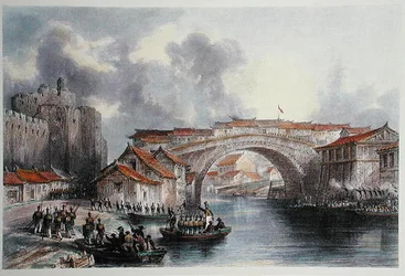 Puerta oeste de Ching Keang Foo, c.1850 (litografía en color) (versión en color de 367544)