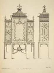 Diseño para una vitrina de porcelana, pub. 1753 (grabado)