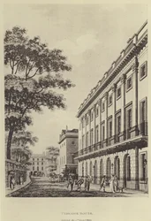 La Sucursal Occidental del Banco de Inglaterra en Burlington Gardens (litografía)