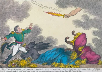 Caricatura que celebra la abdicación de Napoleón en 1814