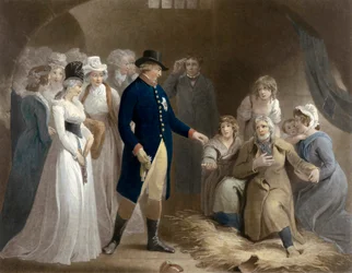 Jorge III visita la prisión en Dorchester. Beneficencia real.