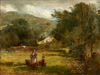 Trabajo en el campo (óleo sobre tabla)