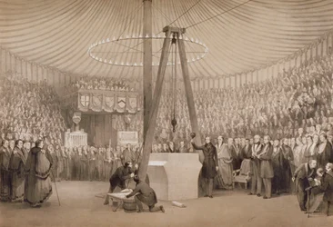 El Príncipe Alberto colocando la primera piedra del nuevo Royal Exchange, Londres, 17 de enero de 1842