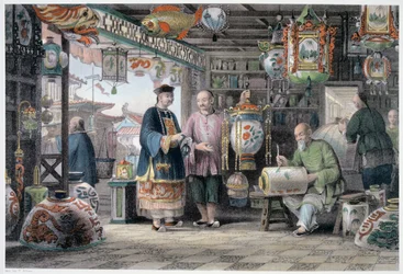 Sala de Exposición de un Comerciante de Faroles en Pekín, China