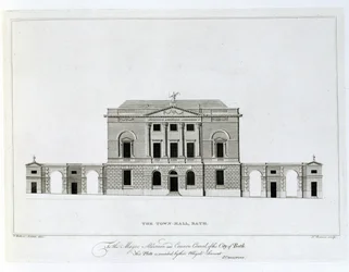 El Ayuntamiento, Bath, grabado por T. Bonnor