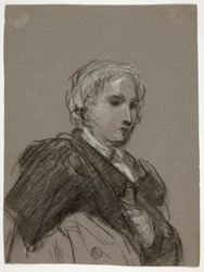 Busto de una mujer (recto); Figura drapeada, tres cuartos de longitud (verso)