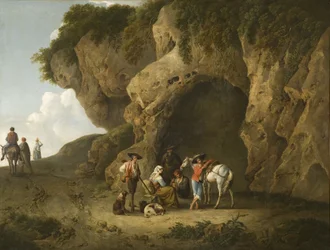 Escena de caverna cerca de Subiaco, con figuras