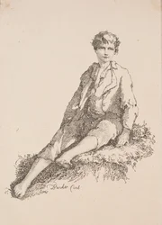 Especímenes de Poliautografía: Niño sentado en un banco de hierba, 1803
