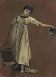 Niña con cubo (óleo sobre lienzo)