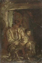 El leñador y su hijo (óleo sobre lienzo)