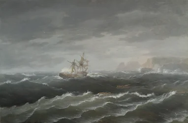Naufragio cerca de una costa rocosa