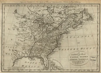Mapa correcto de los Estados Unidos de América del Norte; incluyendo los territorios británicos y españoles, cuidadosamente trazado de acuerdo con el tratado de 1784. LOC 74692103