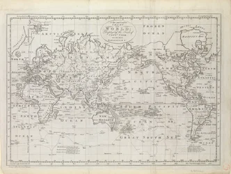 Mapamundi con las huellas del capitán Cook