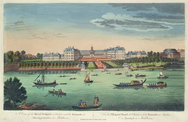 Vista del Hospital Real en Chelsea y la Rotonda en los Jardines de Ranelaigh, publicado por Robert Sayer, 1751