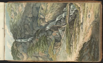 Álbum de estudios de paisajes y figuras. Una cascada