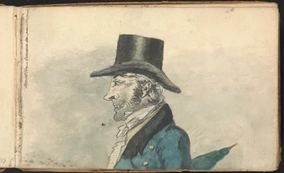 Álbum de estudios de paisajes y figuras: Perfil de un hombre con sombrilla