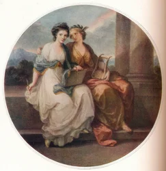Angelica Kauffmann en el carácter de Diseño escuchando la inspiración de la poesía, 1782, 1921