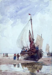 Un barco pesquero varado