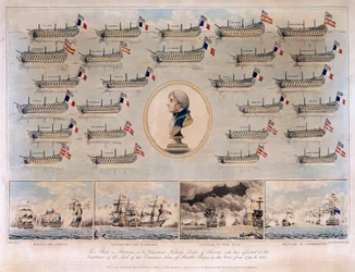Los buques de guerra capturados por Horatio Nelson (1758-1805) entre 1793 y 1801, durante las batallas navales de Génova (o Cabo Noli, Italia)
