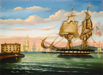 Bahía de Nueva York al atardecer