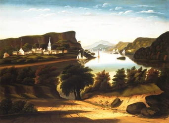 El lago George y el pueblo de Caldwell, hacia la década de 1850